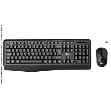 Imagem de Kit Teclado Membrana ABNT2 e Mouse Óptico 3 Botões, DPI 1.600, Wireles