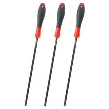 Imagem de 3 peças de lixa de afiação de corrente de motosserra, 7/32 polegadas (5,5 mm) lixa de afiador de serra de corrente redonda de aço preto com alça de plástico para motosserra