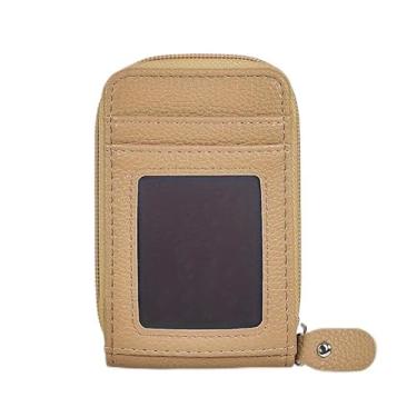 Imagem de Carteira com porta-cartões vertical antifurto com bloqueio de RFID – Bolsa de zíper multifuncional fina, organizadora de viagem compacta, Caqui, Tendência