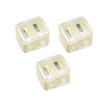Imagem de Apontador de lápis com furos duplos, 3 peças, apontador de lápis mecânico multiuso para escritório, material escolar, branco