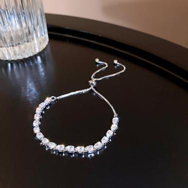 Imagem de Pulseiras de tênis femininas modernas delicadas douradas prateadas com corrente de elos ajustáveis, joias para presente feminino, One Size, Liga de aço, Sem Pedra Preciosa