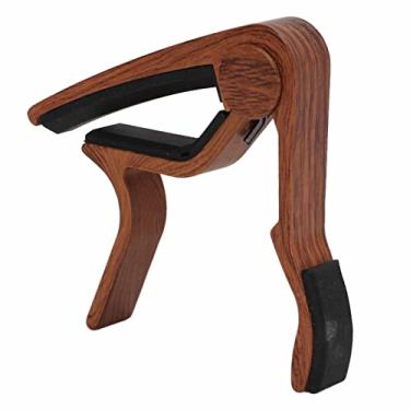 Imagem de RiToEasysports Capo Seta Caixa de Armazenamento Kit de Acessórios de Braçadeira de Corda Com 5 Palhetas de Guitarra para Banjo, Liga de Alumínio (Madeira Escura)