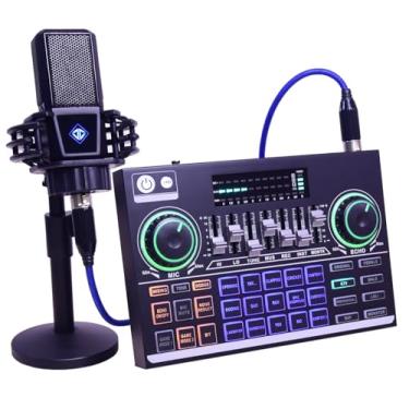 Imagem de Top-Longer Audio Interface with DJ Mixer and Live Sound Card Portable All-in-ONE Podcast Equipment Bundle Kit, Professional XLR Microphone