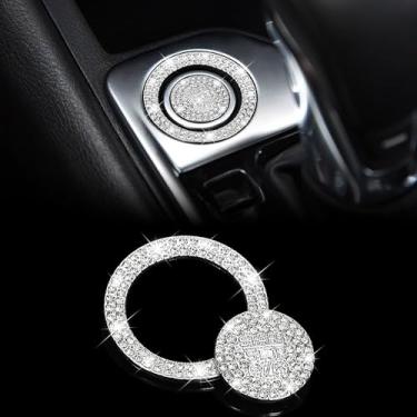 Imagem de TOMALL Capa de botão de partida do motor Bling compatível com Nissan Sentra 2020 2021 2022 2023 2024 2025 interruptor de parada de arranque com acabamento brilhante anel de ignição acessórios