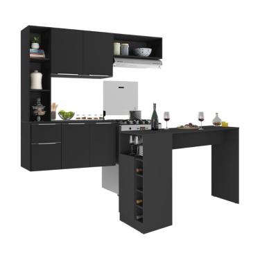 Imagem de Armário De Cozinha Com Bancada Americana/mesa Gourmet Sofia Multimóveis Mp2195 Preto Preto