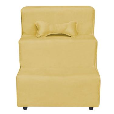 Imagem de Escadinha Pet 3 Degraus Cachorro E Gato Veludo Amarelo