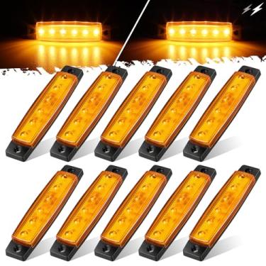 Imagem de Partsam 10 peças de luzes estroboscópicas de LED âmbar de 9,7 cm, luzes de liberação de marcador lateral de reboque de função dupla para sinalização de seta, caminhões traseiros, trailers, trailers