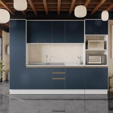Imagem de Cozinha Modulada Celeste Kappesberg 100% Mdf Branco/azul