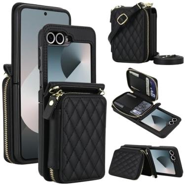 Imagem de Asuwish Capa de celular para Samsung Galaxy Z Flip 6/Z Flip 7 FE 5G Capa de celular carteira com cordão de pulso alça transversal suporte de bloqueio RFID compartimento para cartão de crédito Z6 G