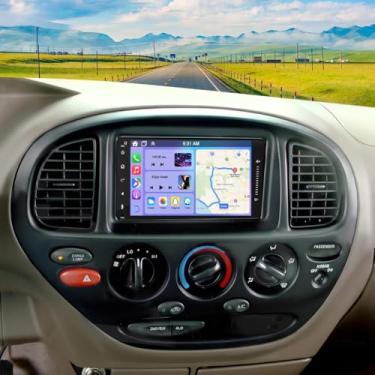 Imagem de Estéreo automotivo 4G + 64G para Toyota Tundra 2000-2006 com CarPlay sem fio e Android Auto, tela sensível ao toque de 17 polegadas Android 14 Double Din unidade de cabeça de rádio veicular com GPS