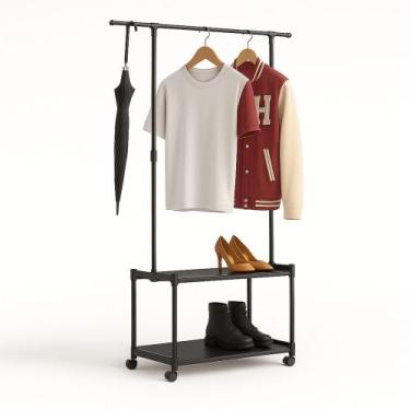 Imagem de Cabideiro Arara Com 2 Prateleiras E Sapateira Rack Multiuso - A Casa d