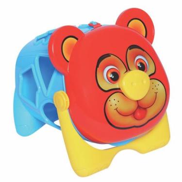 Imagem de Urso tomy azul vermelho e amarelo merco toys brinquedo de encaixe ursi
