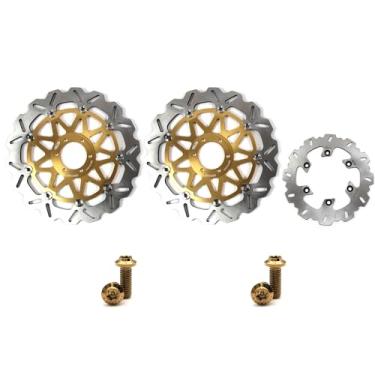 Imagem de Arashi Discos de freio dianteiros traseiros rotores com parafusos de montagem para Yamaha SRX400 1991, YZF750R YZF750 SP 1993-1997, peças de acessórios de reposição de motocicleta