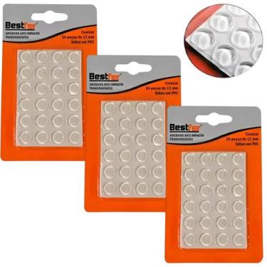 Imagem de Kit 3 Adesivo Anti Impacto Redondo 12mm 72 Pçs Bestfer