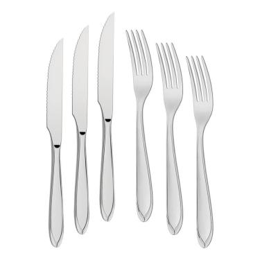Imagem de Kit - Jogo De Faca E Garfo Luxo Laguna 24 Peças Em Aço Inox Itop - Tramontina