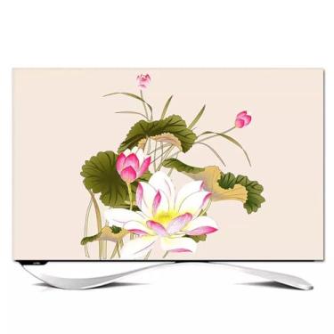 Imagem de Capa contra poeira para TV padrão peônia interna de 81 a 165 cm, protetor à prova de poeira para mesa/pendurar TVs de LED para sala de estar/quarto decoração1||165 cm