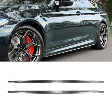 Imagem de Protetor de extensão de spoiler labial para saia lateral de carro compatível com 5 Series G30 G31 M Sport MP estilo padrão 2018-2023 Divisor de saia lateral (aparência de carbono)