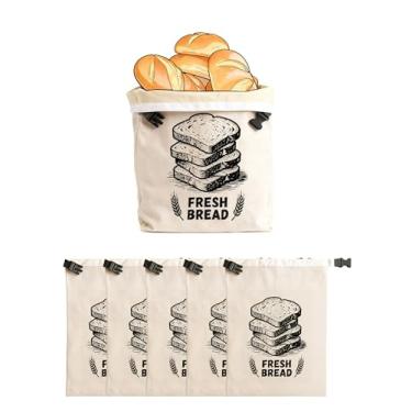 Imagem de CHADWICK Sacos de pão de cera de abelha – Linho orgânico reutilizável com padrão de designer – Preservação de frescor para fermento, pão caseiro – Saco de armazenamento de alimentos adequado para