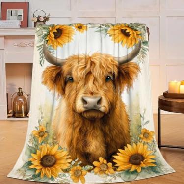 Imagem de Cobertor de vaca Highland Highland Cobertor de vaca Highland Presentes para mulheres, meninas, amantes de gado, lã, macio, aconchegante, flanela, gado, pelúcia quente, roupa de cama para crianças e