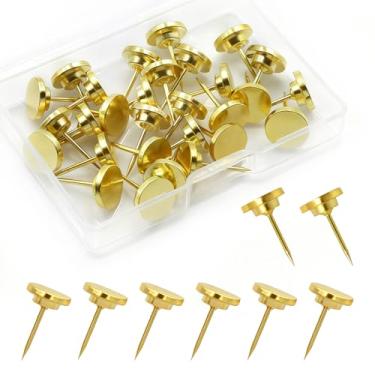 Imagem de Alfinetes dourados, pacote com 30 tachinhas decorativas de metal para pendurar fotos de fotos, pinos de parede para quadro de avisos, mapas, pôsteres, quadro de cortiça, tachas decorativas de parede