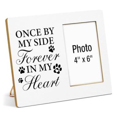 Imagem de XFFJGVR Porta-retrato de presente memorial para cães, presente memorial de animais de estimação, presente de simpatia perdida de animal de estimação, Once by My Side Forever in My Heart, molduras de