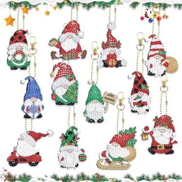 Imagem de 12 peças de kits de chaveiros de pintura de diamante Goblin Christmas Diamond Art Ornamentos de chaveiros DIY 5D Art Pedants para iniciantes, aniversário, Natal, artesanato, decoração de festa em casa