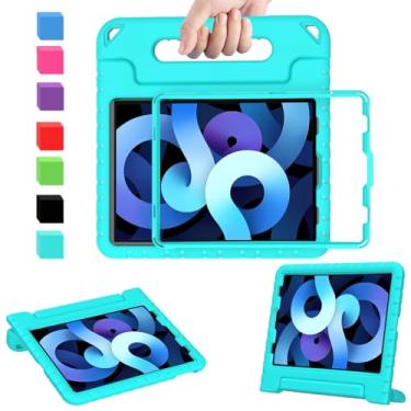 Imagem de AVAWO Capa infantil para iPad Air 6ª (M2)/5ª/4ª geração (10 polegadas), iPad Air 5 2022 e iPad Air 4 - Capa infantil leve à prova de choque com suporte para iPad Air 5 e Air 4 (2022 e 2020), ciano
