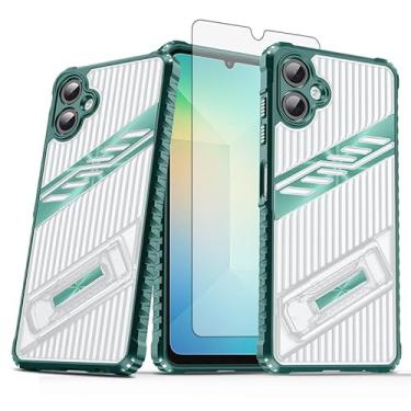 Imagem de Asuwish Capa de celular para Samsung Galaxy A06 5G com protetor de tela de vidro temperado e suporte resistente à prova de choque híbrido suporte rígido acessórios Ao6 A 06 4G LTE mulheres homens