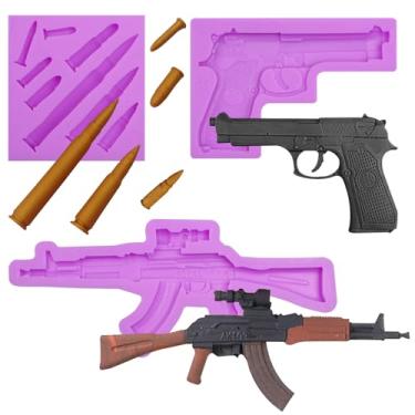 Imagem de Moldes de silicone Bullet Metralhadora Moldes de fondant em forma de pistola Moldes de chocolate para decoração de bolos doces DIY argila de polímero, sobremesas, gomas, projetos de artesanato,