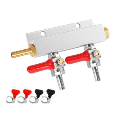Imagem de Dbgogo Kegerator Co2 Manifold, 2-Way Keg Co2 Splitter 5/40.6 cm Barb Fitting Co2 Gas Manifold Beer Keg Co2 Manifold com válvulas de retenção e braçadeiras de mangueira integradas