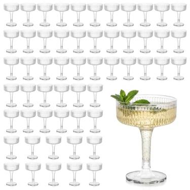 Imagem de Houmury 56 peças de taças de vinho de plástico de 198 g inquebráveis para casamento, taças de champanhe, taças reutilizáveis de acrílico transparente para festa de aniversário (56)