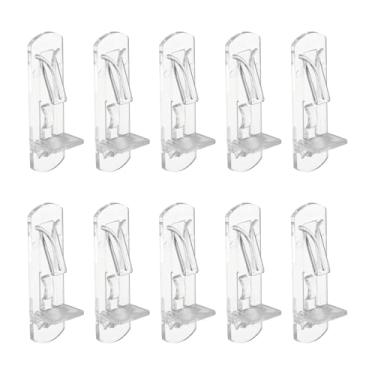 Imagem de PATIKIL 10 peças de pinos de prateleira de bloqueio, pinos de suporte de prateleira de plástico transparente clipes de suporte de armário serve para furo de pino de 6 mm 16 mm (1/10.2 cm) prateleira