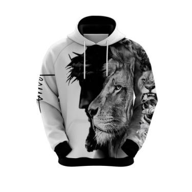 Imagem de Blusa Moletom Gospel Jesus Cristo Bíblia Leão Fiel Hallel - Mundo Subl