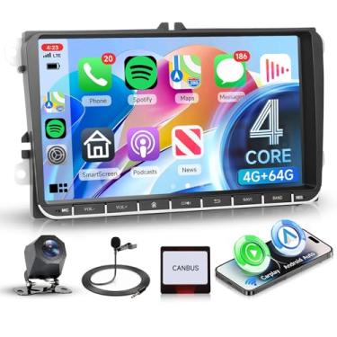 Imagem de Orderich Rádio veicular 4G + 64G para VW Passat Jetta Tiguan Golf MK5 MK6 T5 EOS Polo com CarPlay sem fio Android Auto, Android de 22 cm, navegação GPS estéreo, WiFi, SWC, Bluetooth, FM com câmera de