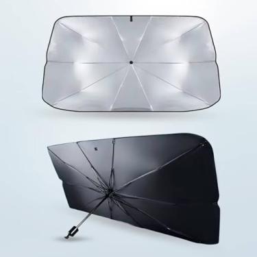 Imagem de Protetor Solar para Para-brisa em Formato de Sombrinha – Dobrável, Portátil, Reflete Calor, Protege o Painel e Mantém o Carro Fresco