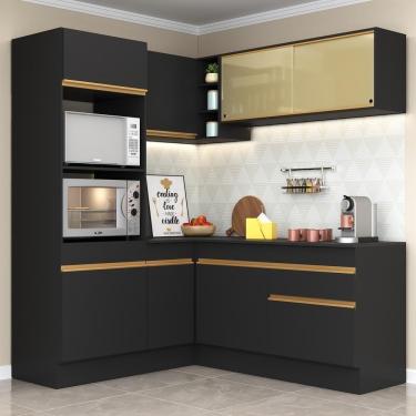 Imagem de Cozinha Completa De Canto Mp2098 Com Armário E Balcão Preta