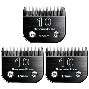 Imagem de MEMIRY 3 peças tamanho 10# lâminas removíveis para cuidados para cães, compatíveis com Andis, Oster A5, Wahl KM10 Series Clippers, comprimento de corte de 1,5 mm, preto (10# 1,5 mm, 3 peças)
