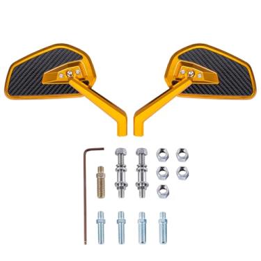 Imagem de Espelho retrovisor de motocicleta de fibra de carbono CNC adequado para Harley Touring, Softail, Dyna, Sportster, Street Bob, Low Rider S, Road King, Fat Boy e XL883 (dourado)