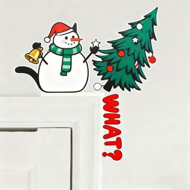 Imagem de Decoração de moldura de porta de Natal DIY 2025, kit criativo de costura acrílica para casa, enfeite de porta de Natal engraçado placa e topo de canto, decoração de festa de feriado V2