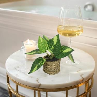 Imagem de Plantas artificiais em vasos com algas marinhas feitas à mão, decorações de casa de fazenda, planta de eucalipto para casa, banheiro, escritório, prateleira, mesa, mesa, decoração de quarto ou