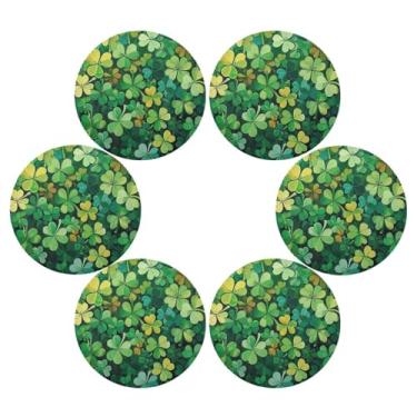 Imagem de ATTX Jogo americano de trevo verde de São Patrício para mesa de jantar, jogo americano de decoração do dia de São Patrício, tapetes para mesa de cozinha para 6#561