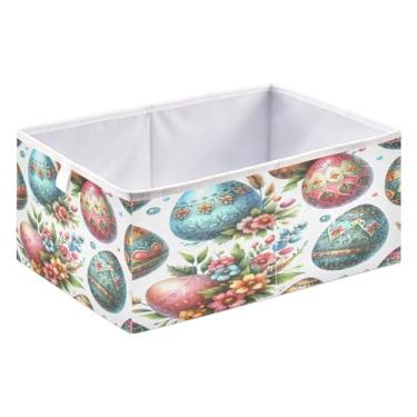 Imagem de ATTX Grandes caixas de armazenamento de ovos de páscoa organizador de armário - caixas de armazenamento dobráveis para roupas, brinquedos, livros | Caixas de armazenamento organizadoras de prateleiras