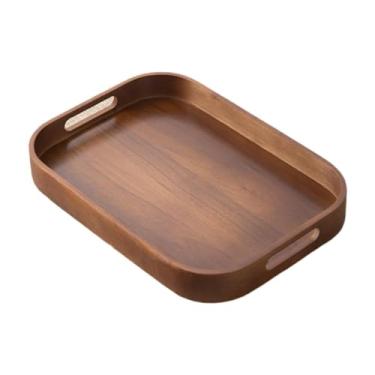 Imagem de ＫＬＫＣＭＳ Bandeja de bambu para servir chá e outras bebidas, ideal para mesa de centro, como travessa decorativa, prato para pão e outras bebidas. Perfeito para, M
