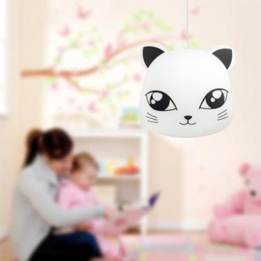 Imagem de Luminária Gatinha Pendente Fun Light | Decoração Teto Quarto Infantil, Lustre Temático Fofo e Lúdico