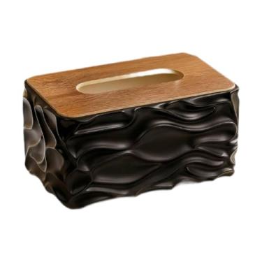 Imagem de MotiveTech Porta-lenços de papel com capa, dispensador de papel higiênico, porta-lenços para de banheiro, casa, Preto