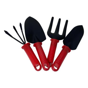 Imagem de Conjunto Com 4 Mini Ferramentas Para Jardim Em Aço Carbono - Com Cabo Ergonômico Pá, Garfo E Rastelo