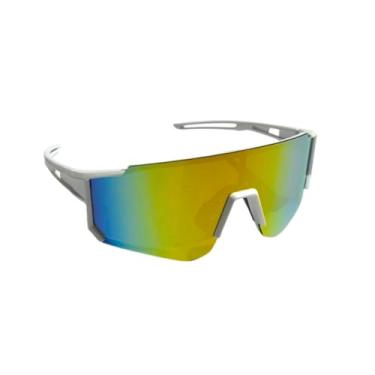 Imagem de Óculos de Sol Esportivo UV400, Design Moderno, Lentes Espelhadas Coloridas, Armação Durável em Policarbonato Proteção Anti-embaçamento, Narigueira Emborrachada (Branco e Prateado)
