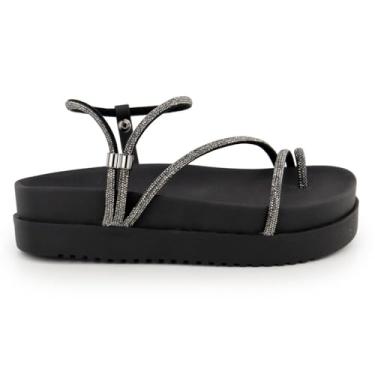 Imagem de Sandalia Papete Feminia -Sandalia Birken Flat com Strass Confortavel (Preto, BR, Adulto, Numérico, 39)