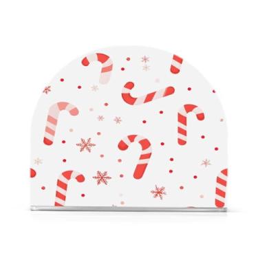 Imagem de Wassud Porta-guardanapos de acrílico de Natal com padrão de bengala doce, dispensador de guardanapo de papel moderno em forma de U para mesa, cozinha, sala de jantar, bancada 1 peça (comporta 50-60