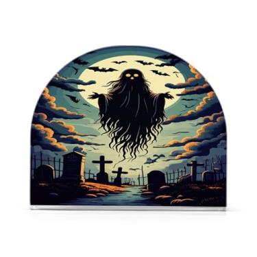 Imagem de Wassud Porta-guardanapos de acrílico noturno assustador, dispensador de guardanapos de papel moderno em forma de U para mesa, cozinha, sala de jantar, bancada 1 peça (comporta 50-60 guardanapos)